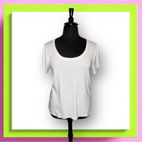 NWT TALBOTS RIBBED SCOOP NECK TEE Plus 2X White - Picture 2 of 14